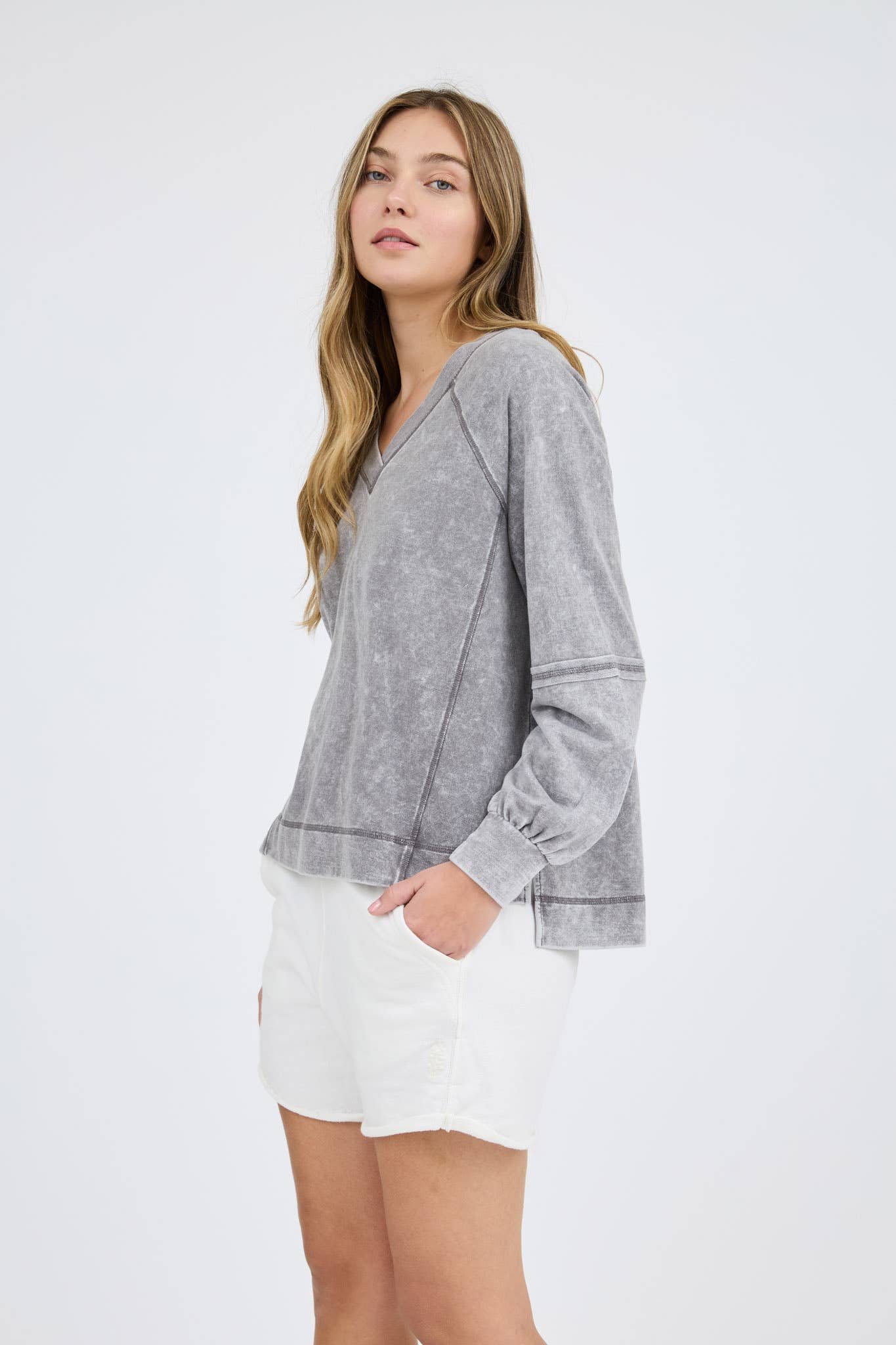 Mineral Washed V Neck