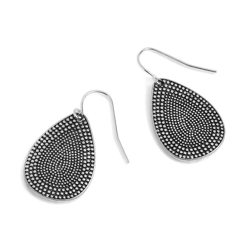 Silver Studded Teardrop Dangle Earrings