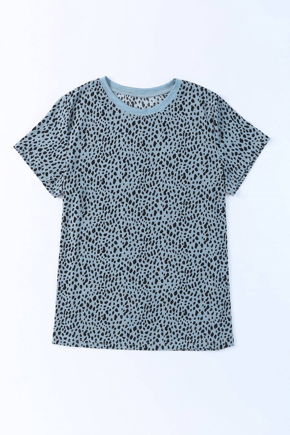 Leopard Print Short Sleeve Spotted Tee T Shirt Top