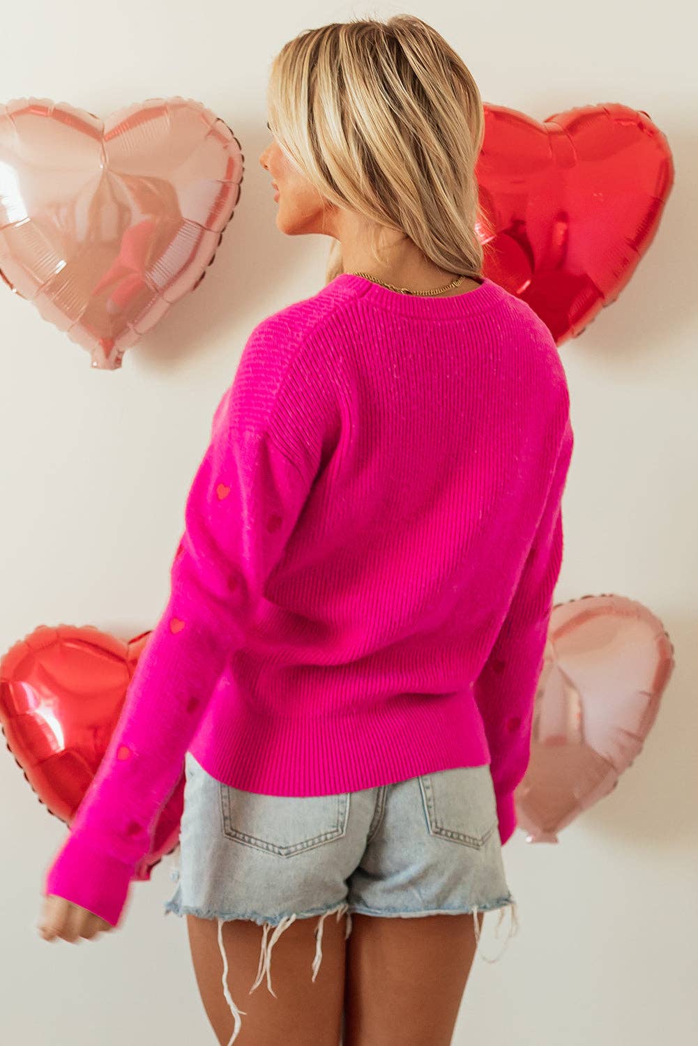 Valentine Heart Drop Shoulder Crewneck Sweater - Threads Boutique