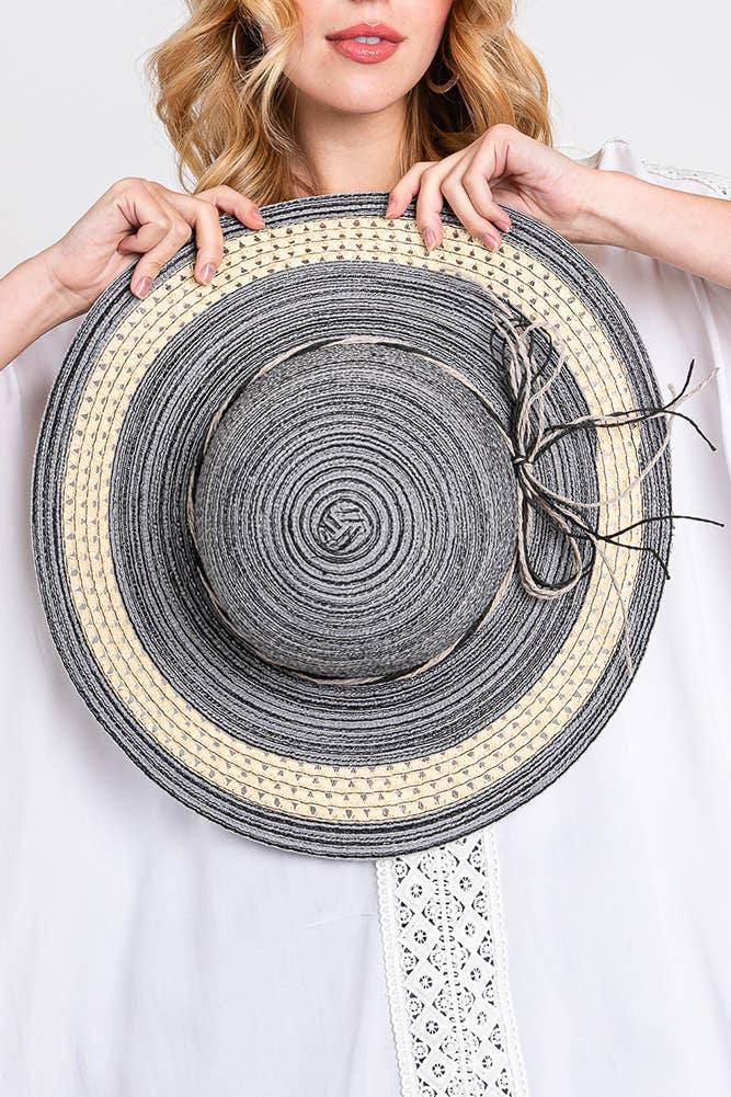 Mixed Color Straw Two Tone String Sun Hat