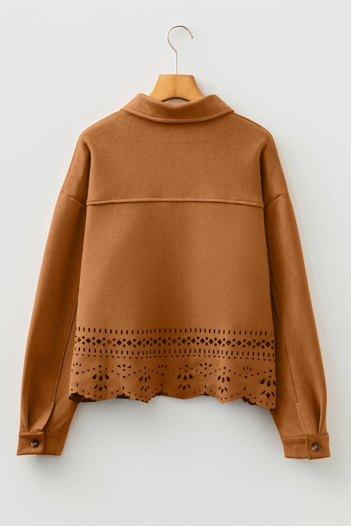 Faux Suede Hollowed Detail Jacket
