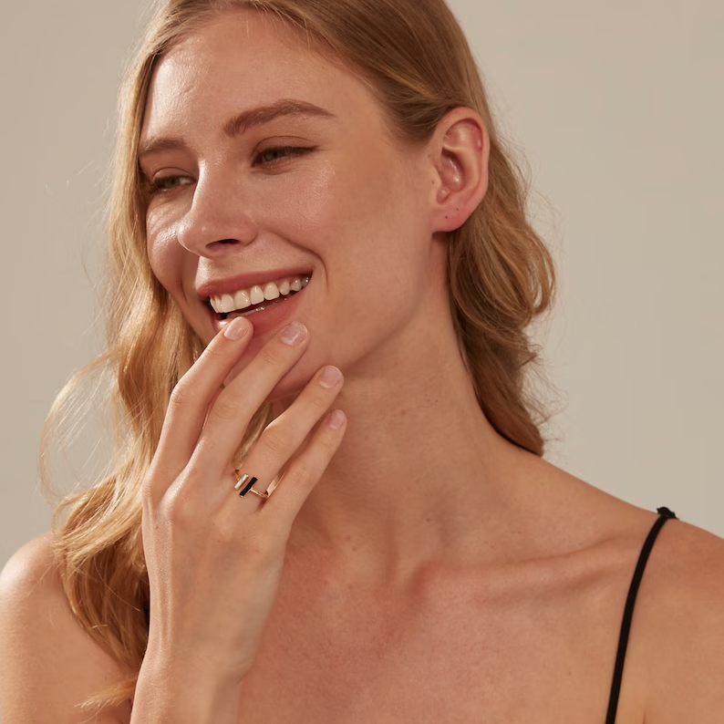 Mother Of Pearl Agate Statement Ring in 925 Sterling Silver