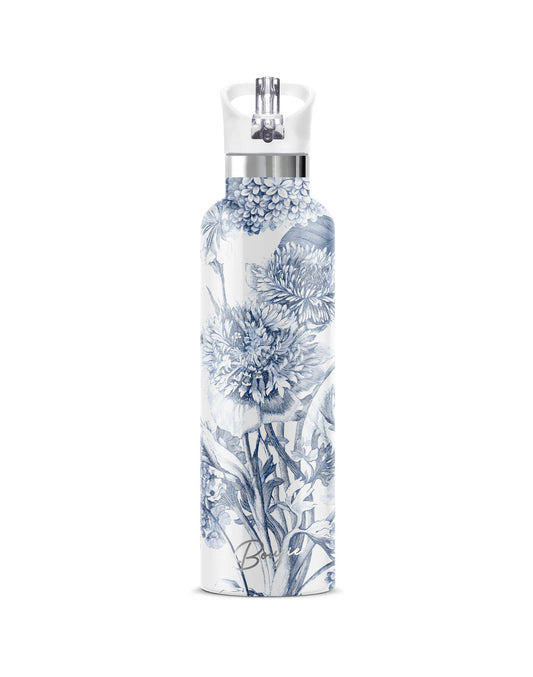TOILE FLEURIE | Blue Toile Insulated Water Bottle