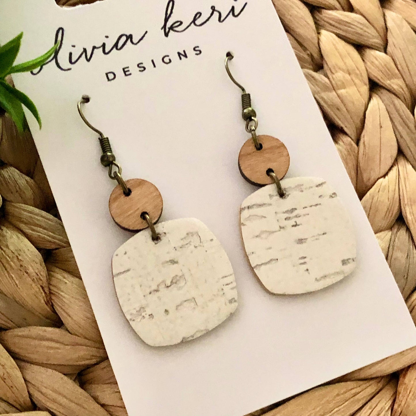 Nora - White Birch Leather Earrings