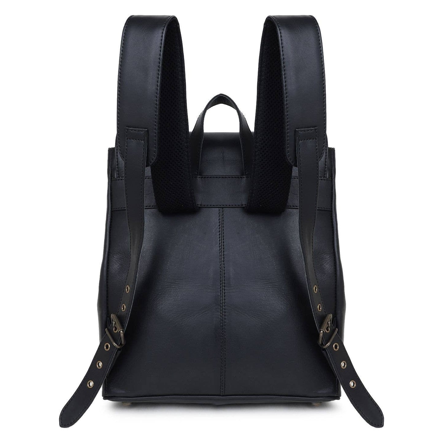 Leather Women's Backpack - Black Snake Texture