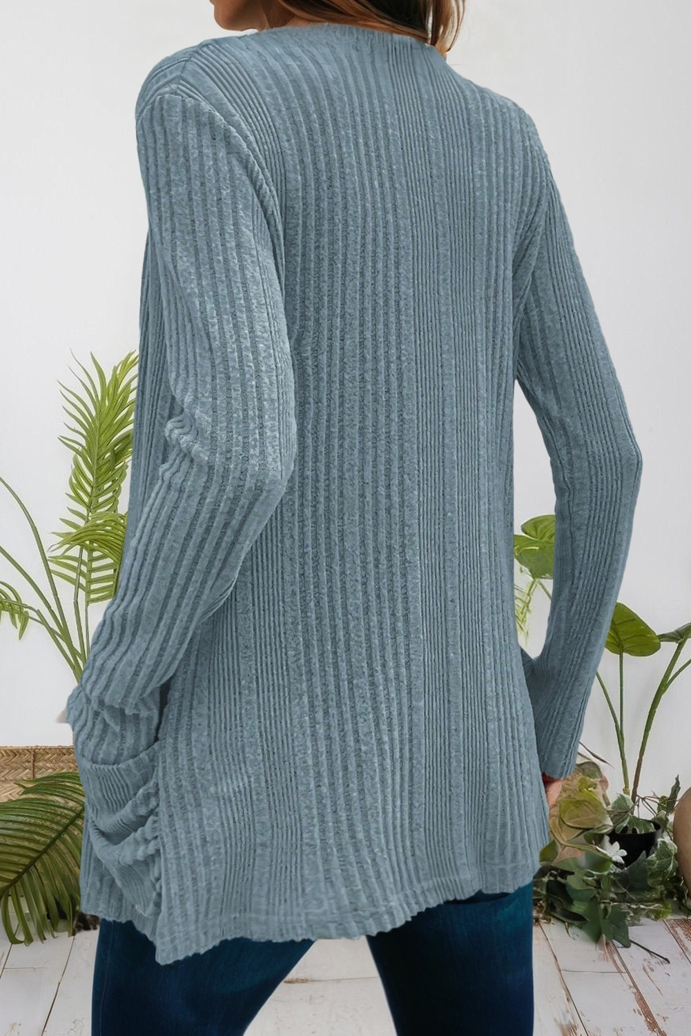 Ribbed Cardigan With Pockets - Threads Boutique