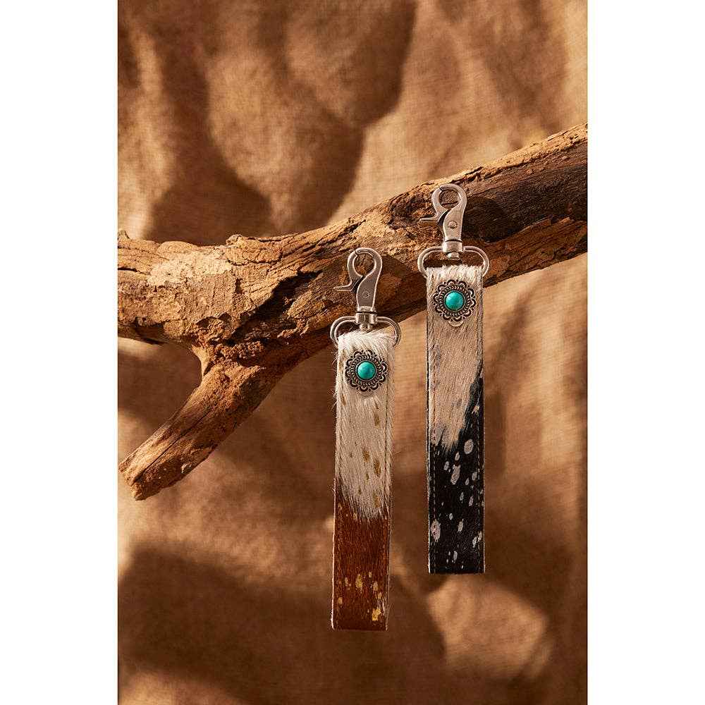 Myra Bag - Concho Delight Key Fob in Brown & White