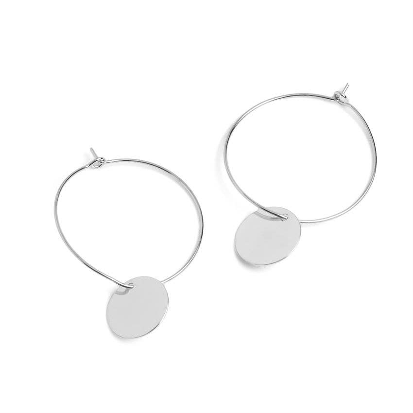 Dainty Silver Hoop Earrings with Dangle