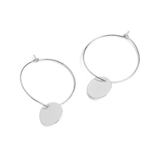 Dainty Silver Hoop Earrings with Dangle