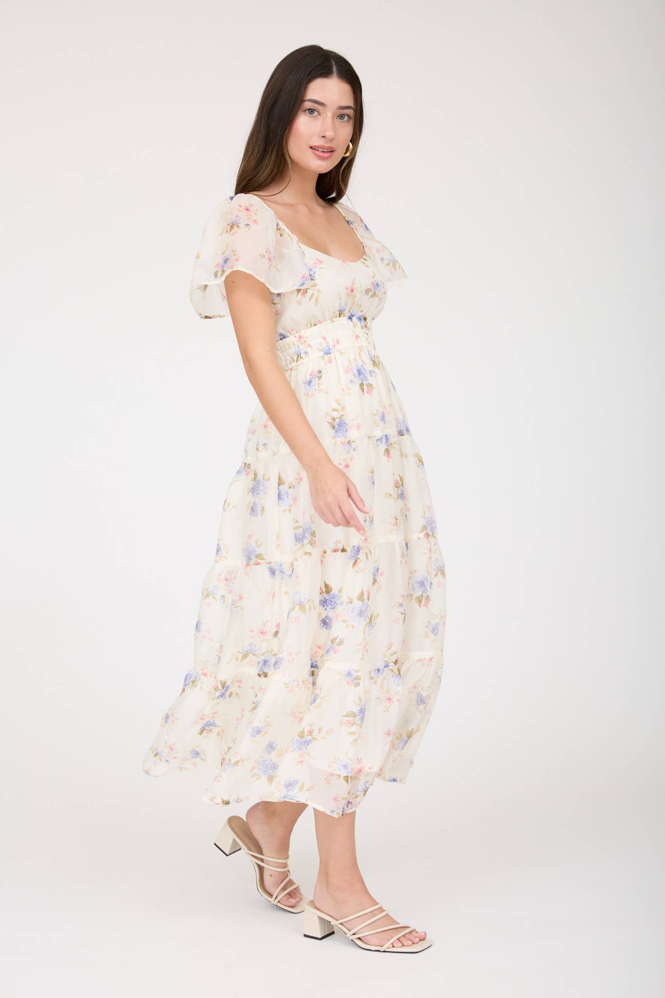 Floral Chiffon Midi Dress