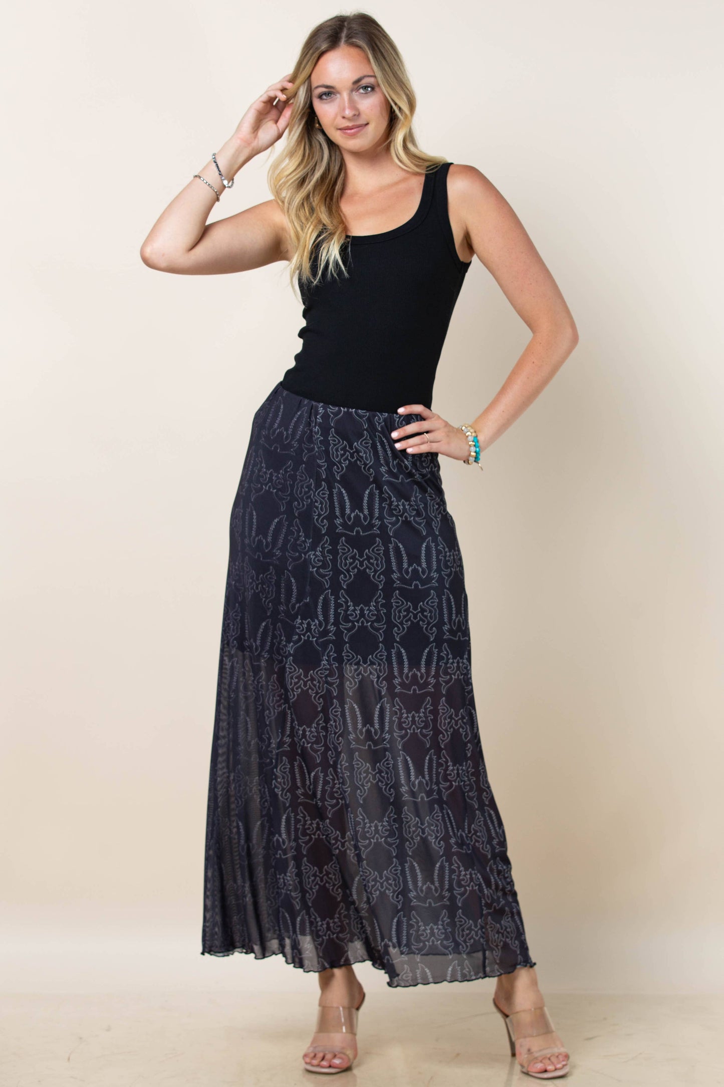 Reese Bootstitch Print A Line Skirt