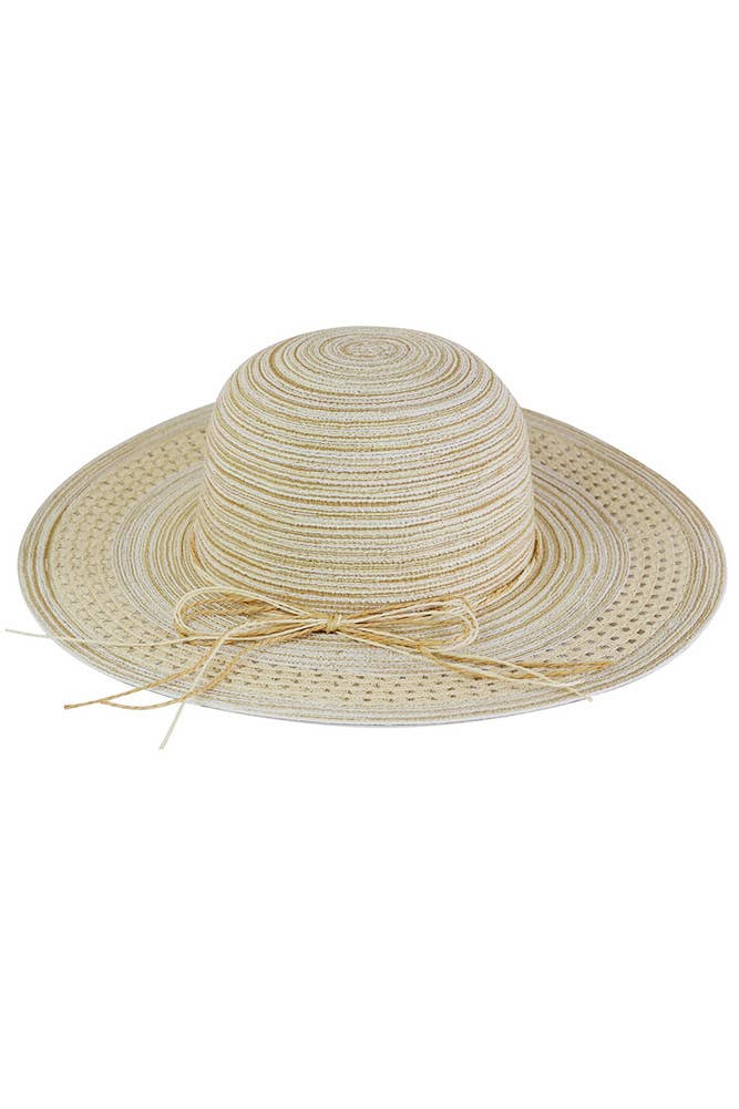 Mixed Color Straw Two Tone String Sun Hat