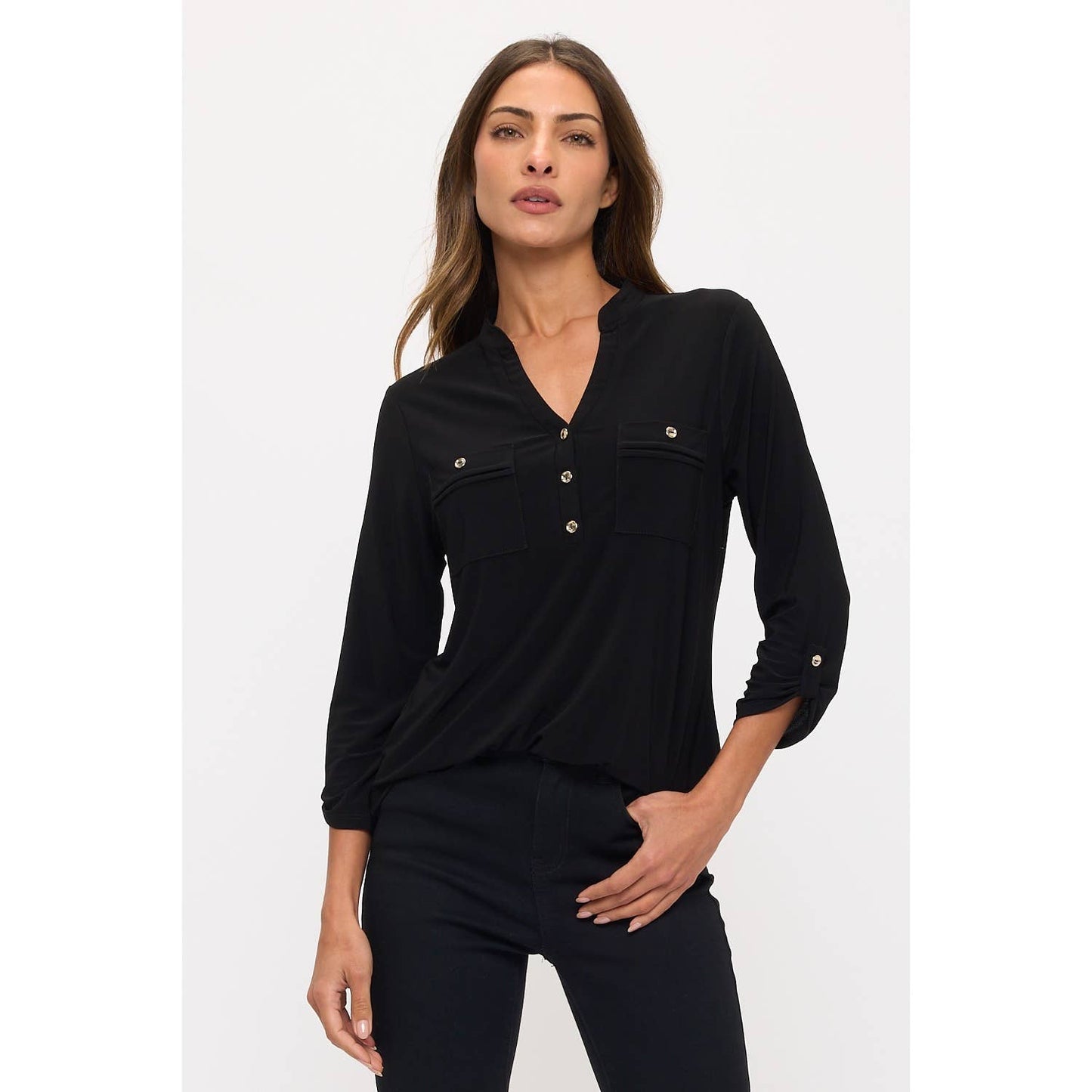 Roll Tab Mandarin Top