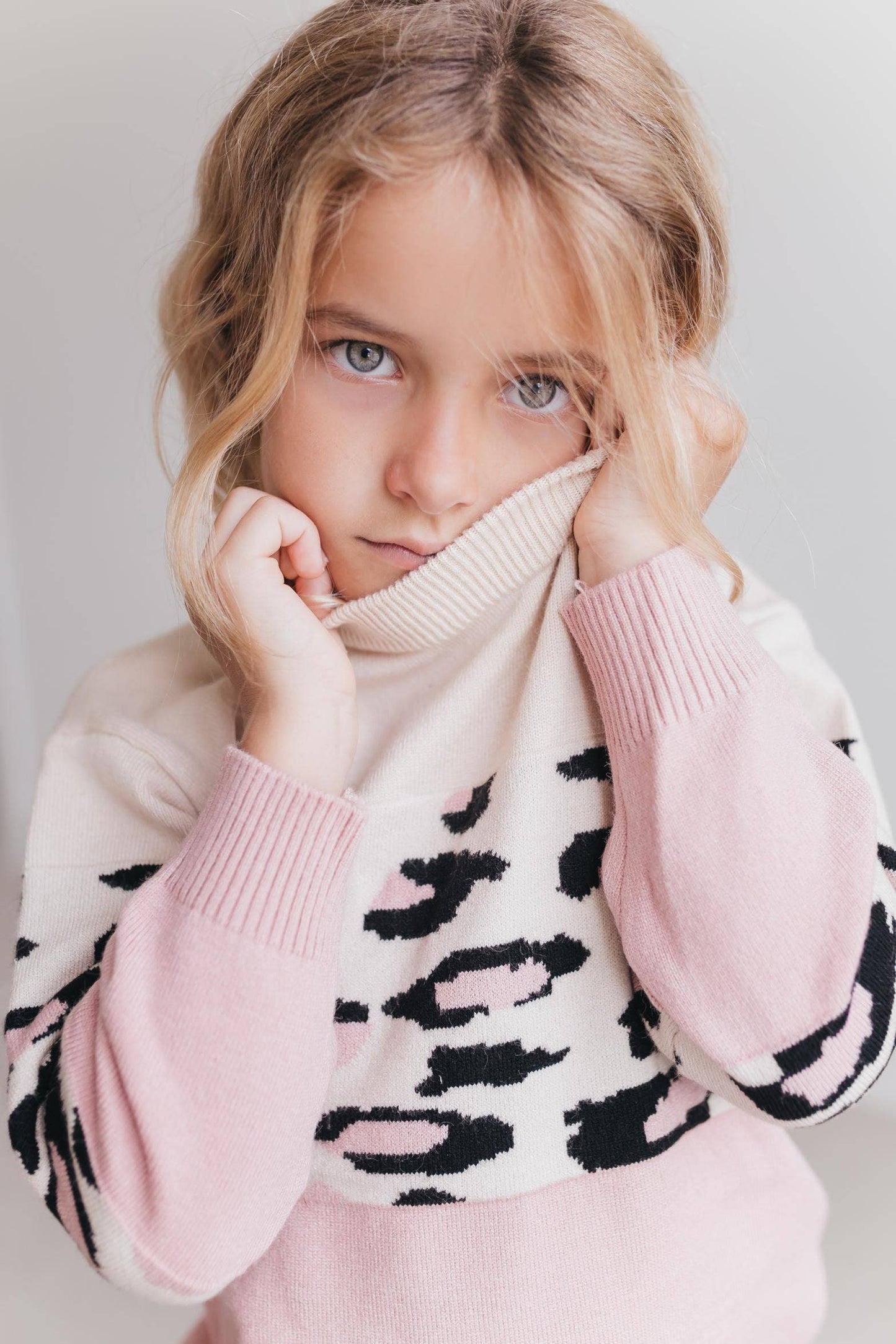 Girls Pink Leopard Sweater