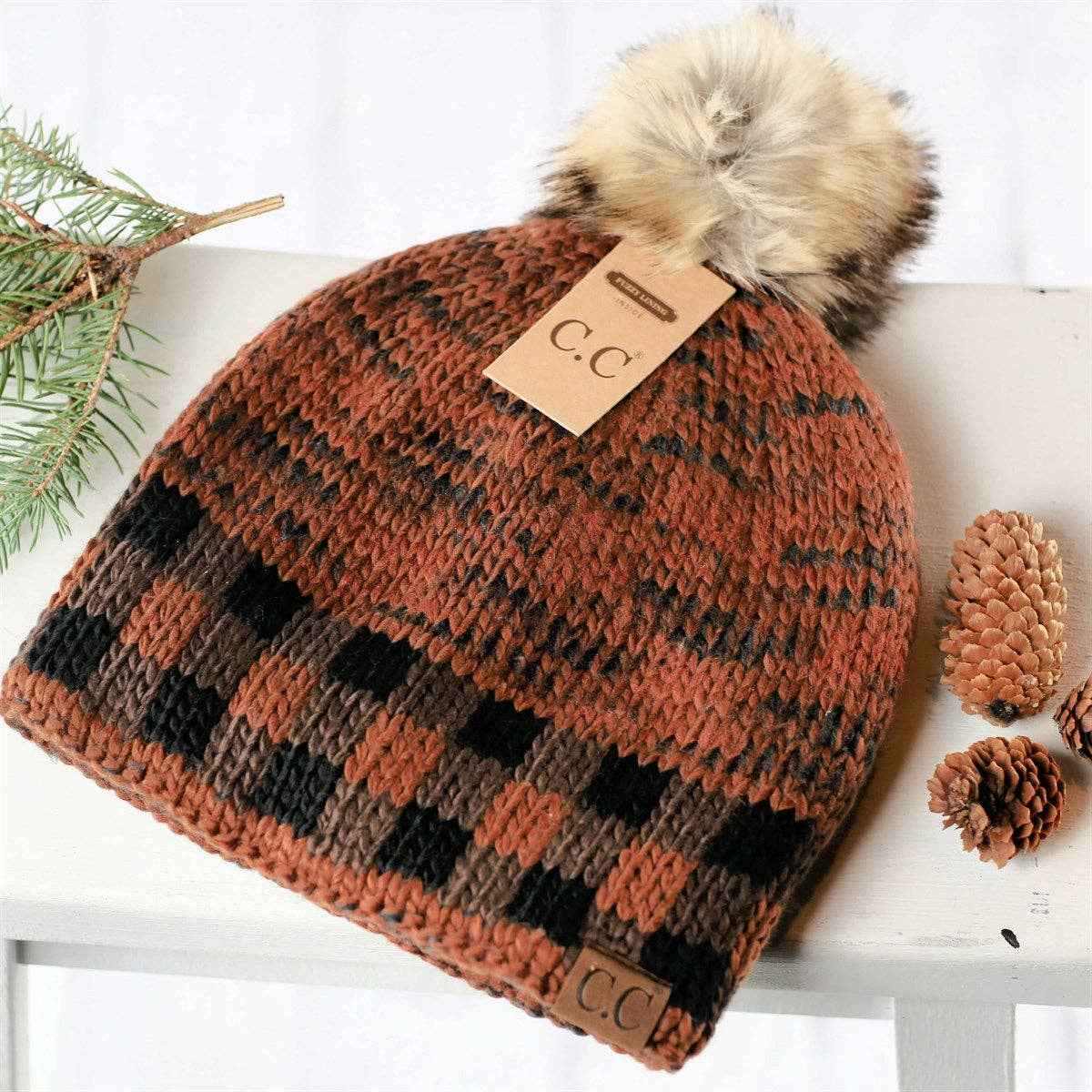 CC Fire Cozy Buffalo Plaid Beanie