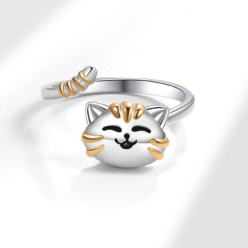 Dainty Cat Fidget Spinner Ring