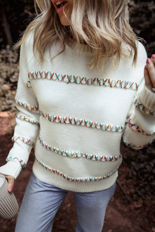 Colored Crossed Stitch Sweater