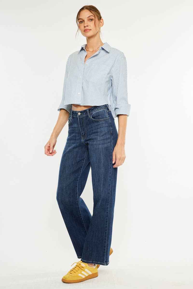Kan Can USA - CRATER  OPEN PACK HIGH RISE WIDE LEG JEANS-KC20030D
