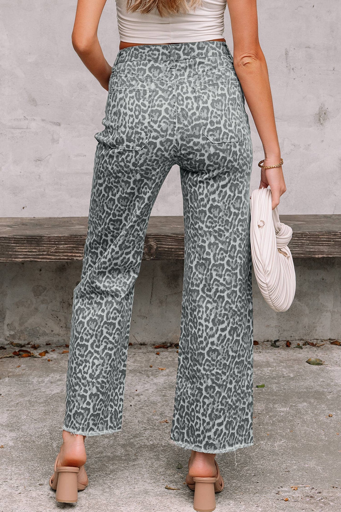Western Leopard Wide Leg High Waist Jeans - Threads Boutique