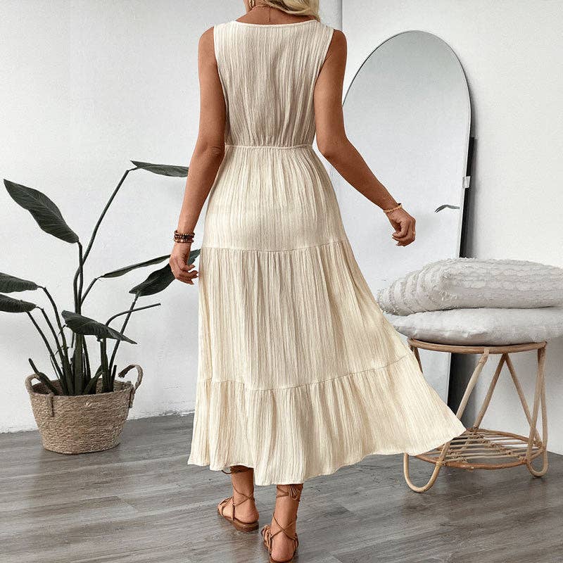 Textured Sleeveless Midi Dress