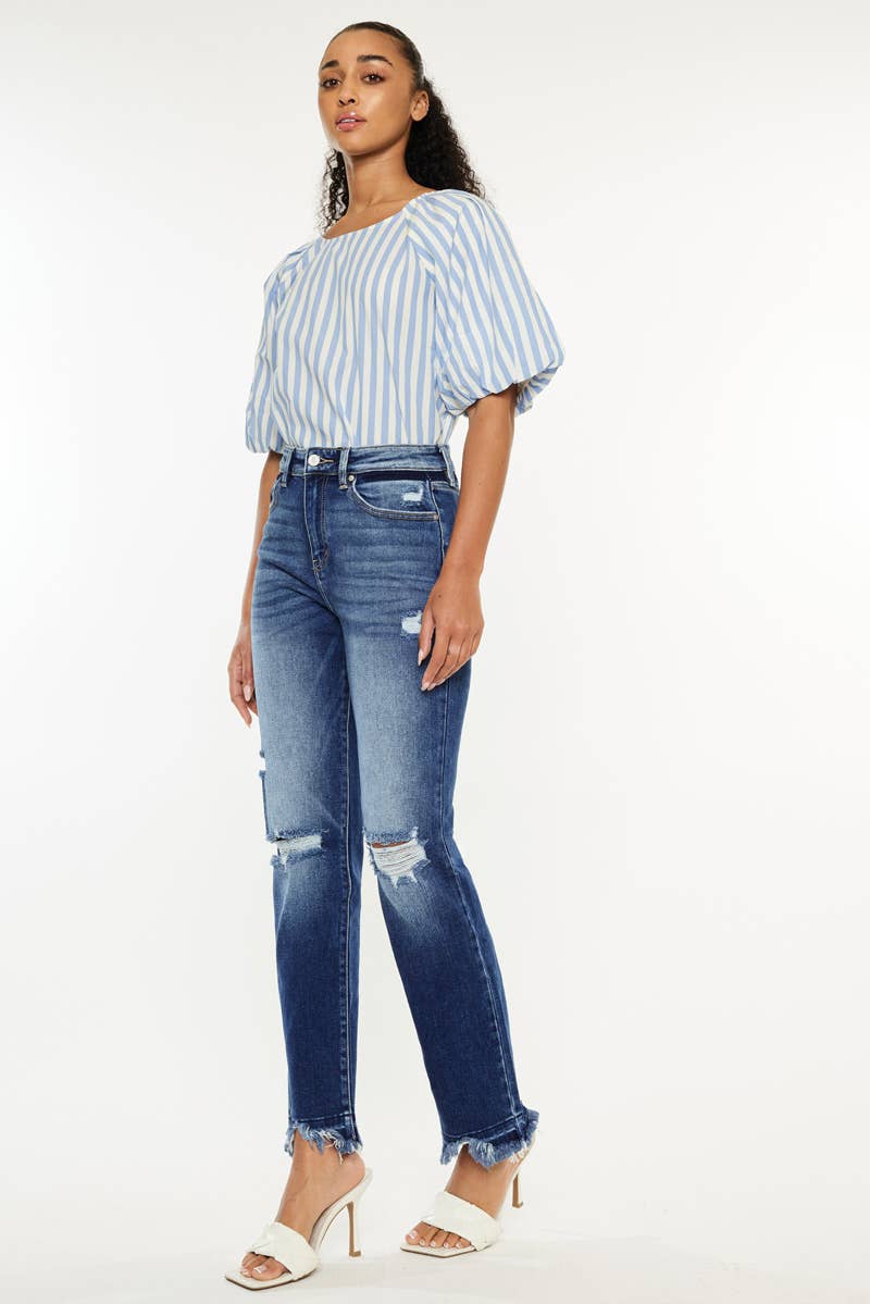 Kan Can High Rise Slim Straight Jeans
