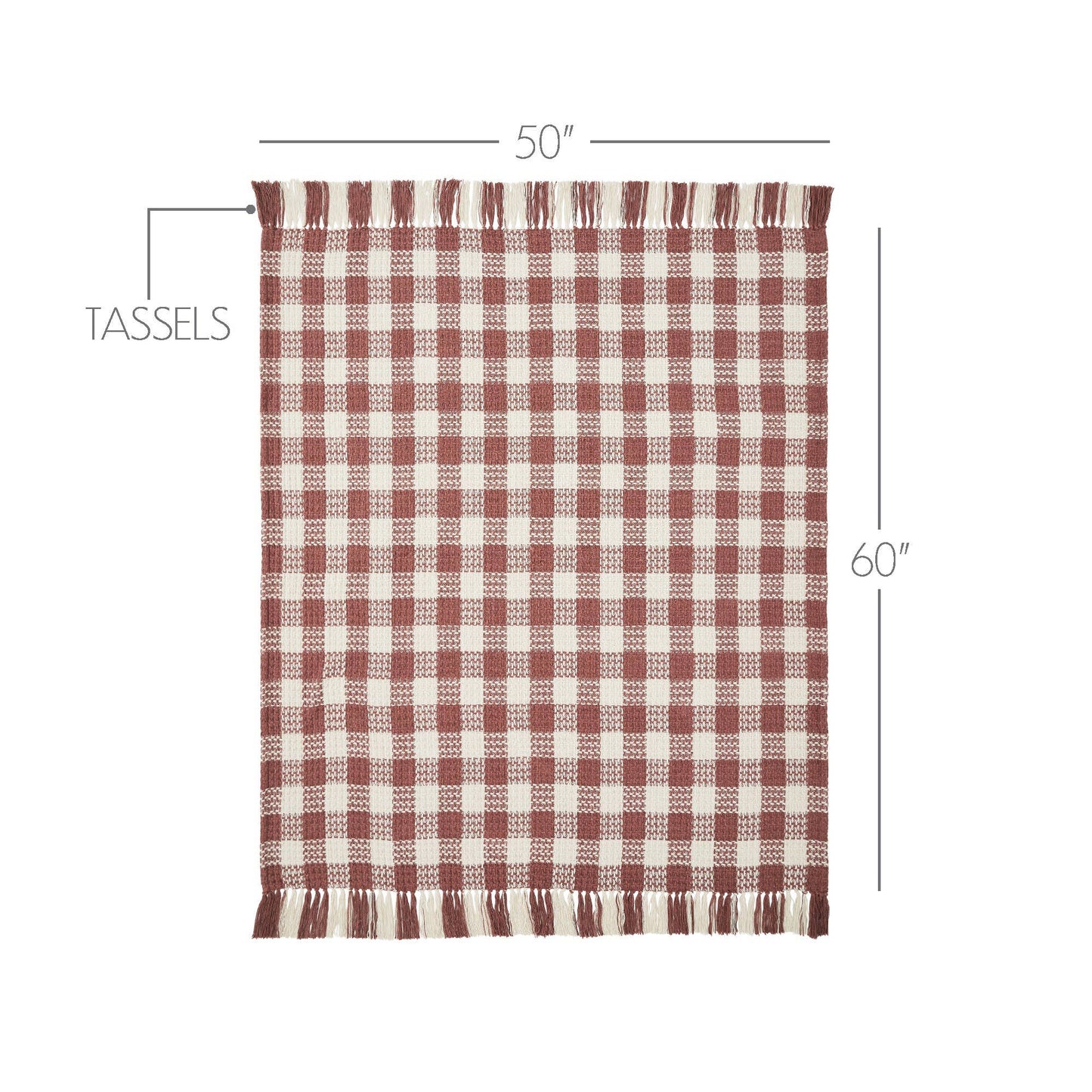 Dusty Rose Heritage Check Throw Blanket with Fringe 50x60