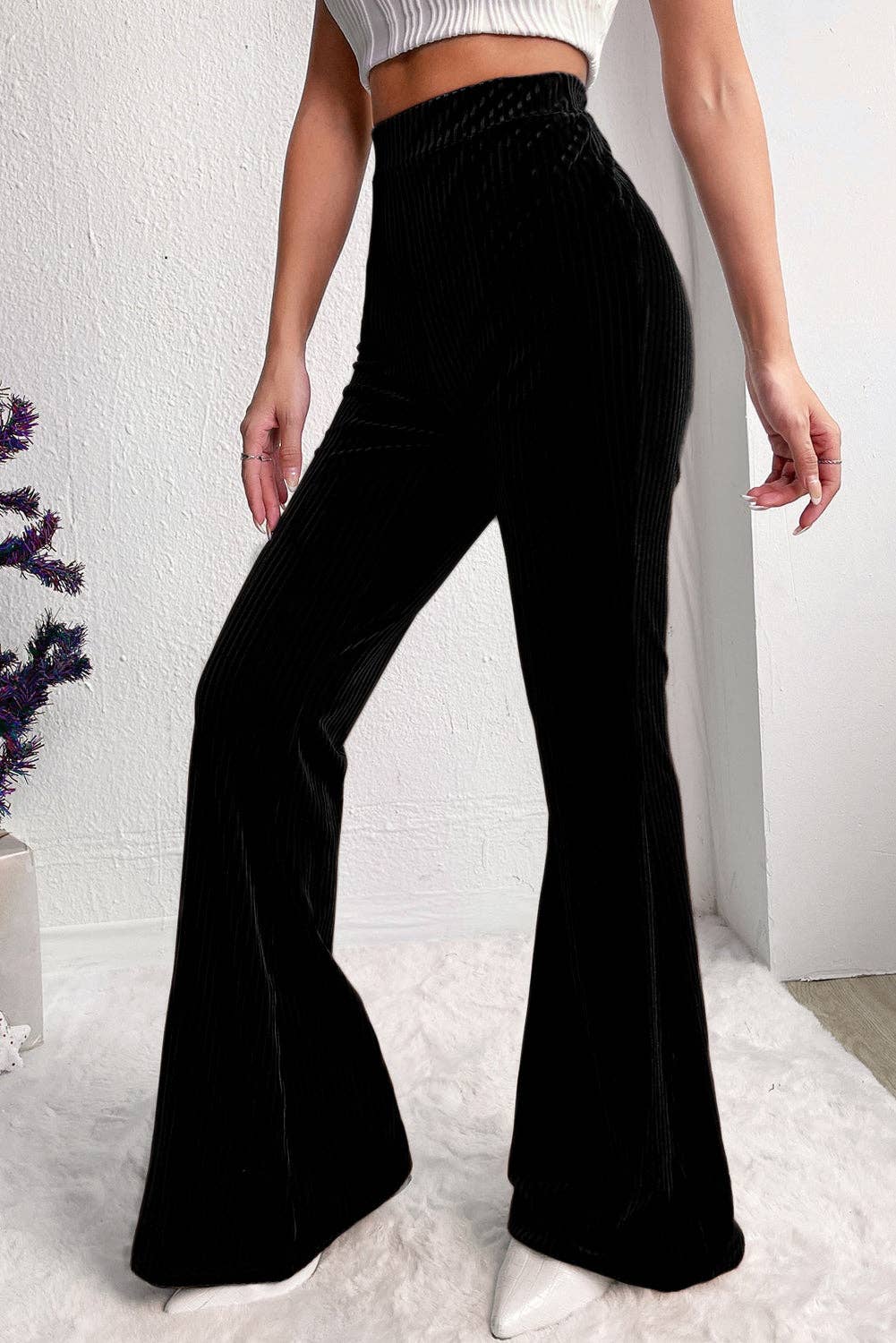 Corduroy/Velvet High Waist Flare Pants