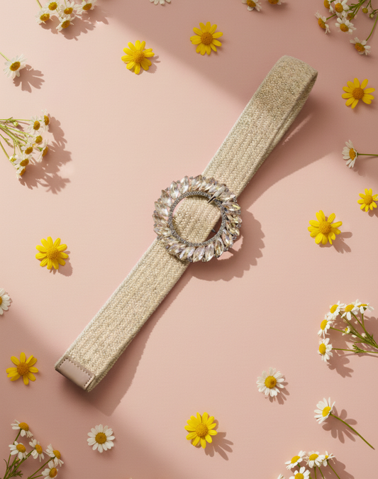 Rhinestone Buckle Stretch Belt