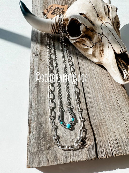 Layered Western Horseshoe Necklace