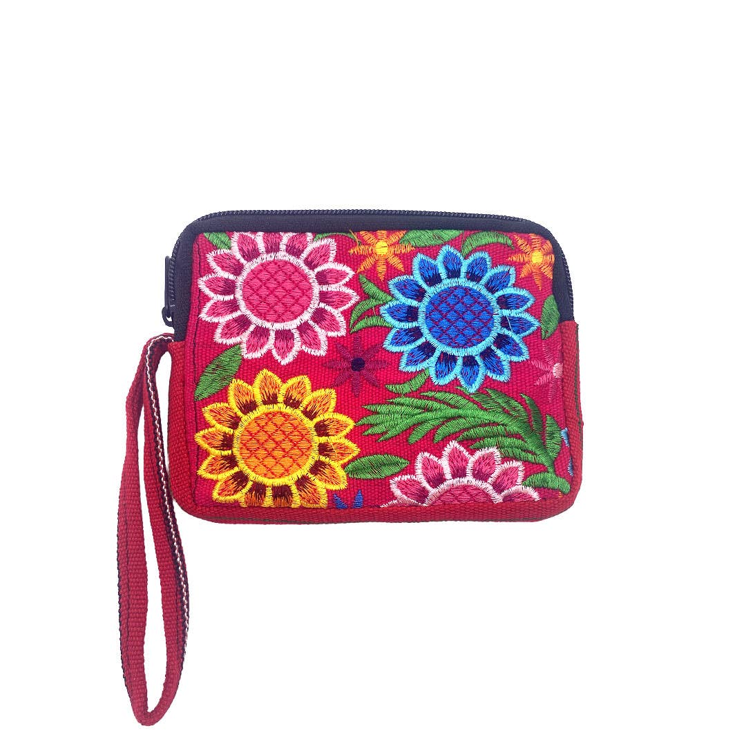 Floral Embroidered Wristlet