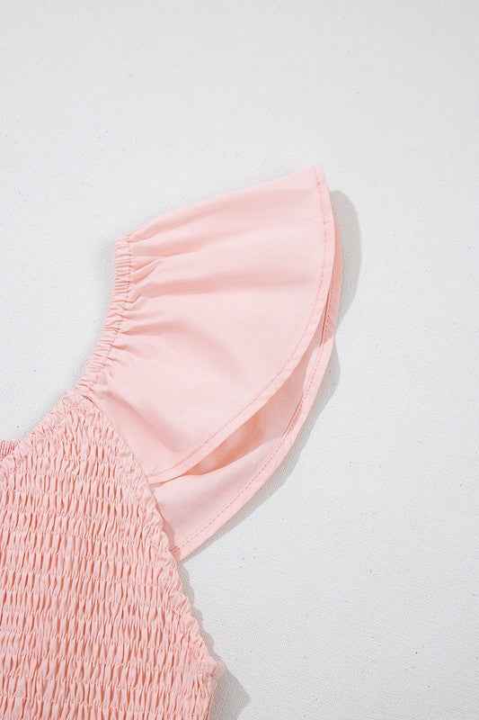 peach smocked maxi dress