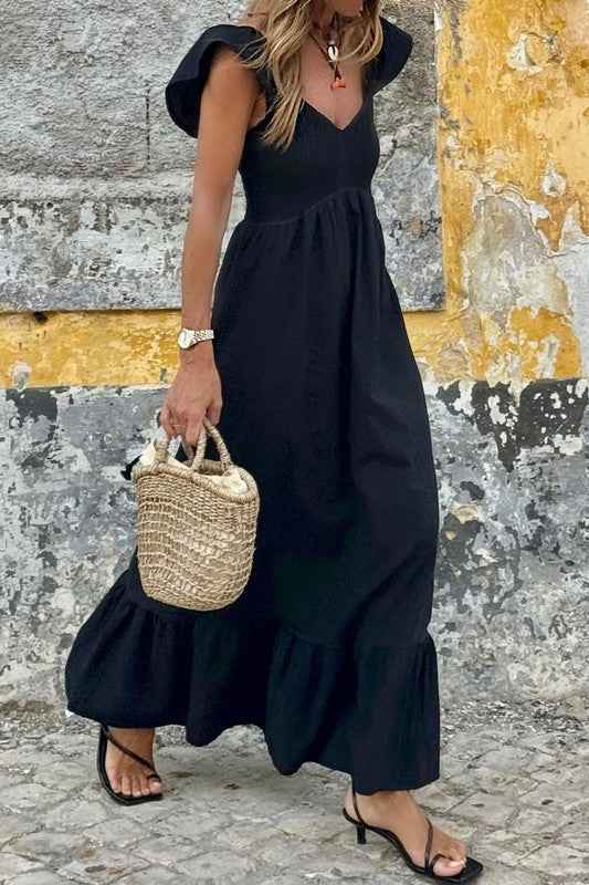 peach smocked maxi dress