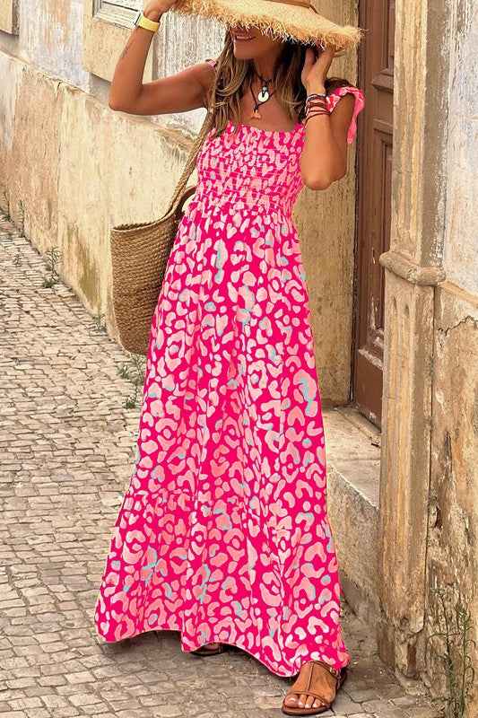 pink leopard maxi dress