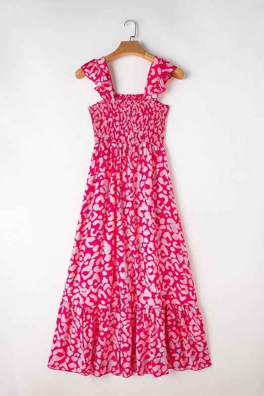 pink leopard maxi dress