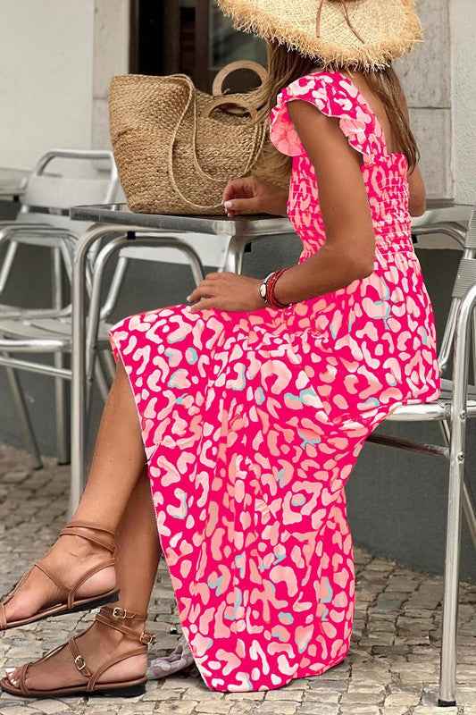 pink leopard maxi dress