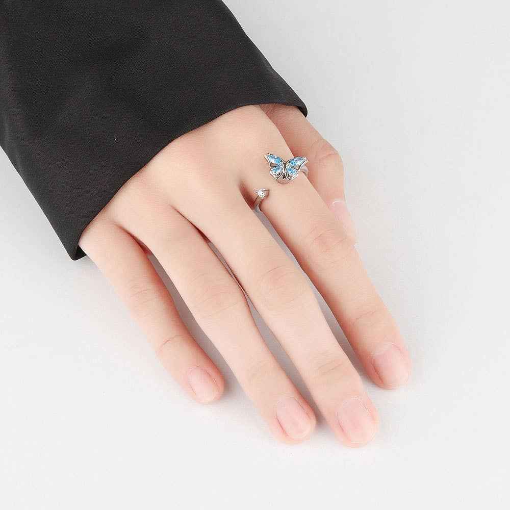 Perimade & Co. LLC - Butterfly Anxiety Fidget Spinner Ring in 925 Sterling Silver