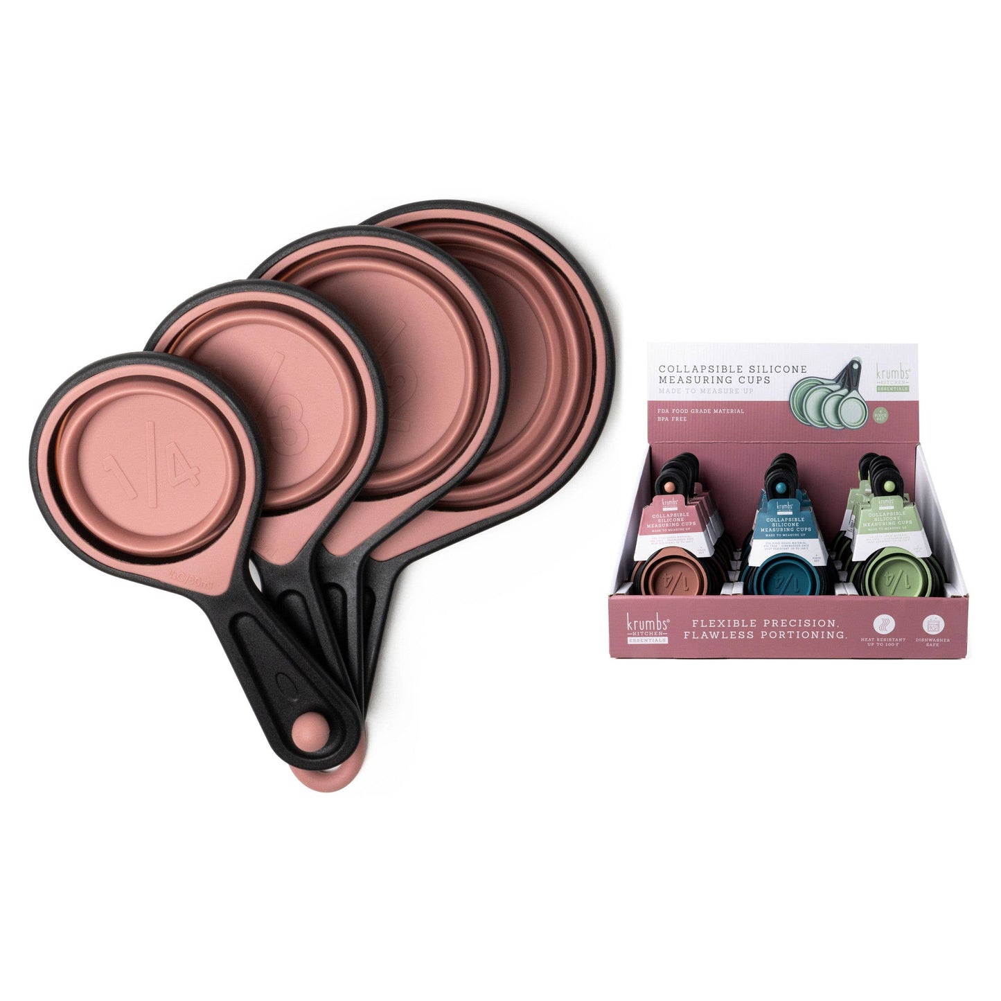 Krumbs Kitchen Silicone Collapsible Measuring Cups 4pcs Set - Threads Boutique