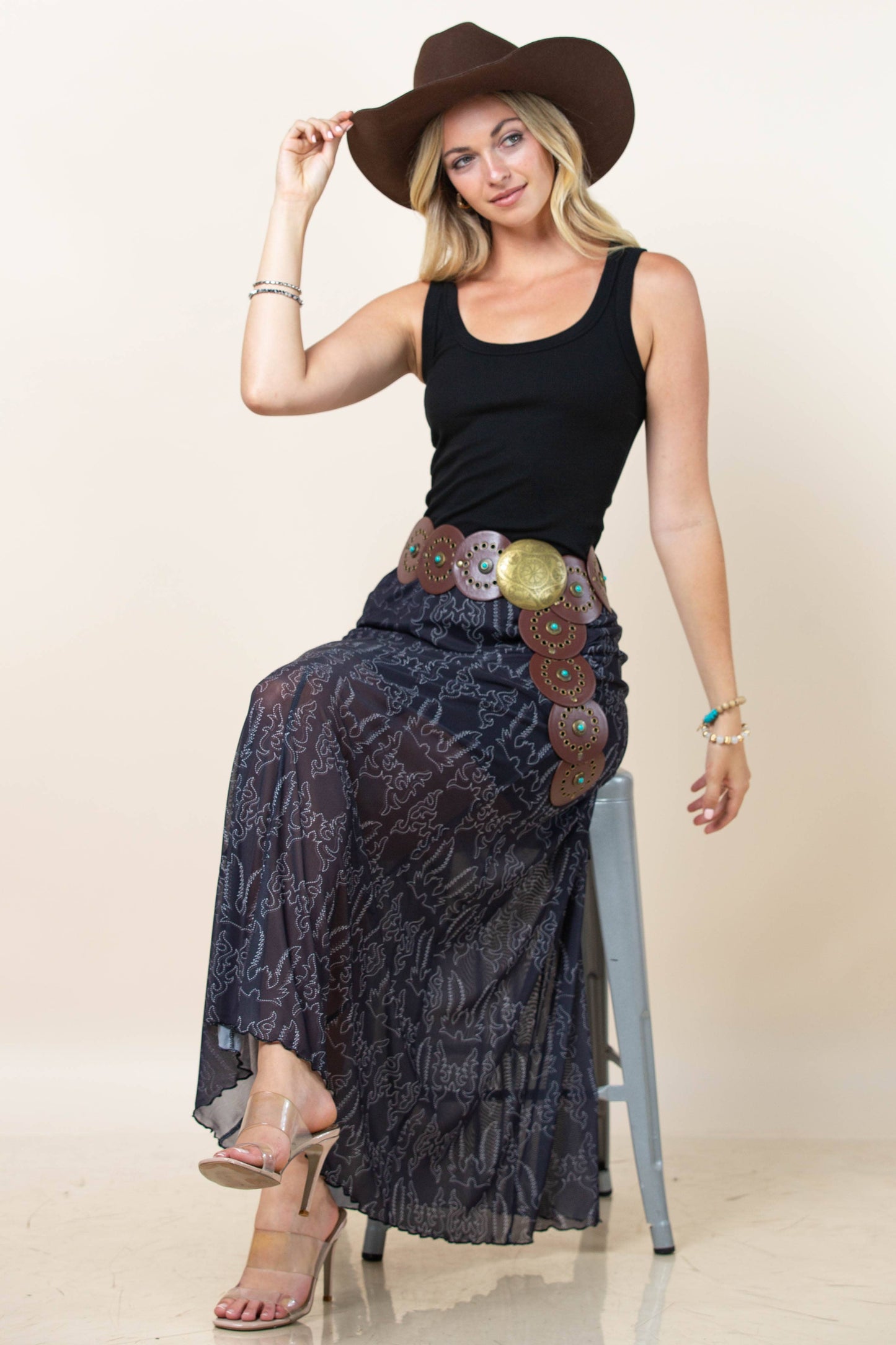 Reese Bootstitch Print A Line Skirt