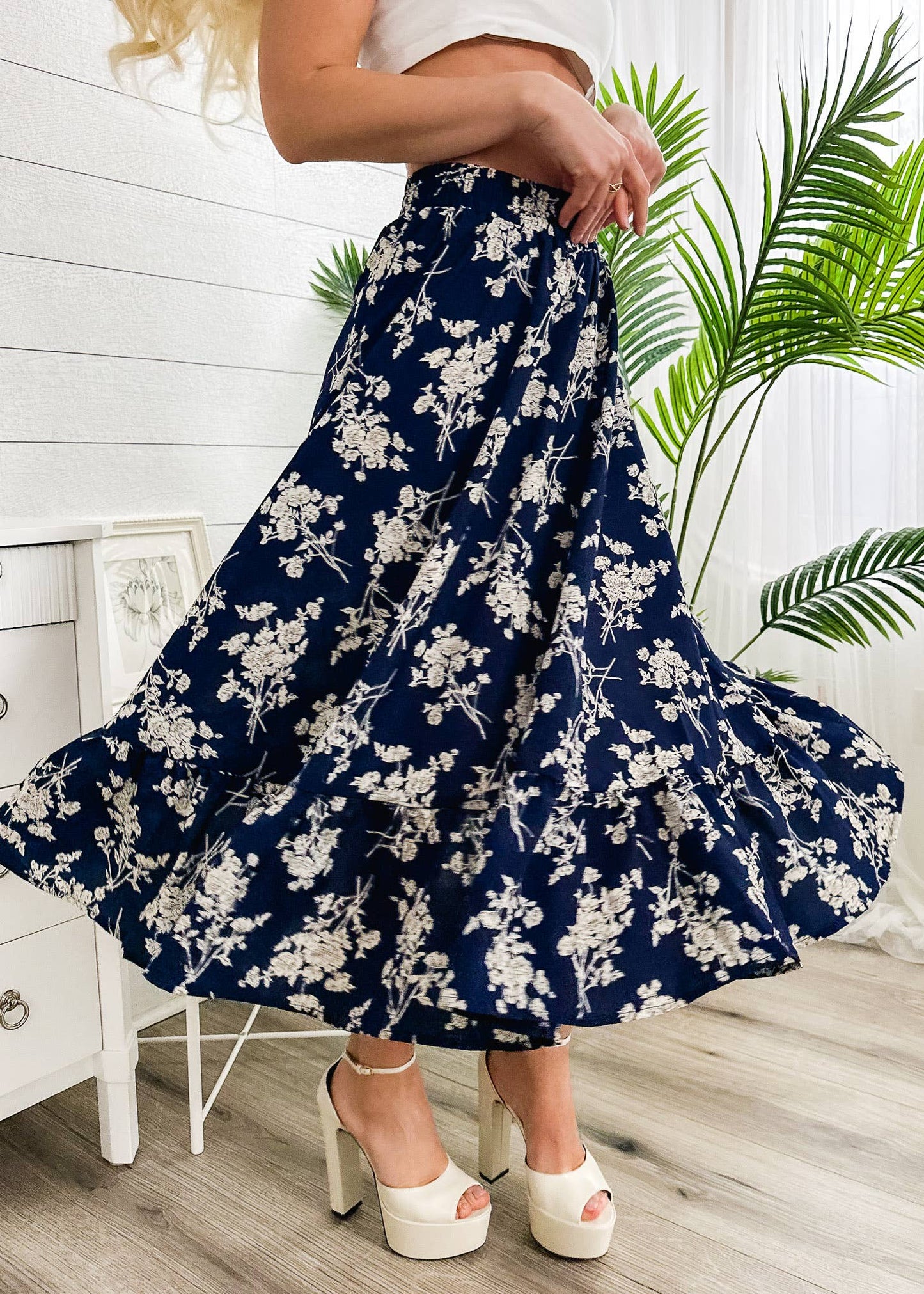 Floral Print Midi Skirt