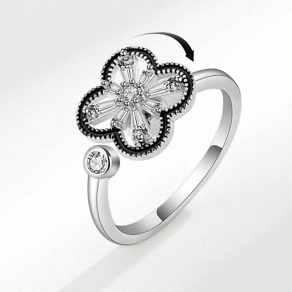 Perimade & Co. LLC - Four Leaf Clover Fidget Spinner Ring in 925 Sterling Silver