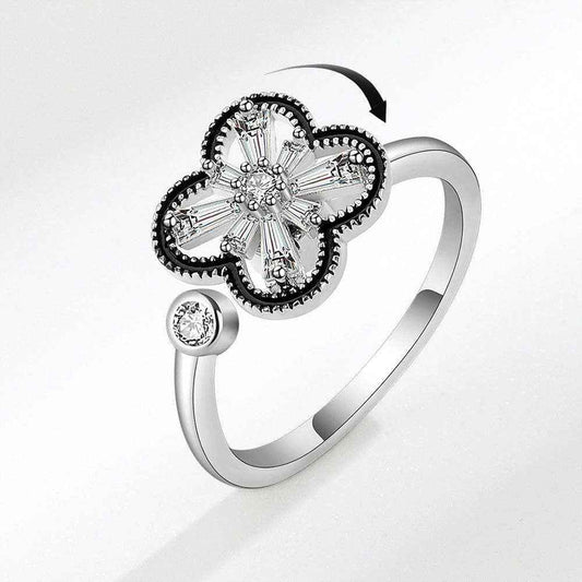 Perimade & Co. LLC - Four Leaf Clover Fidget Spinner Ring in 925 Sterling Silver