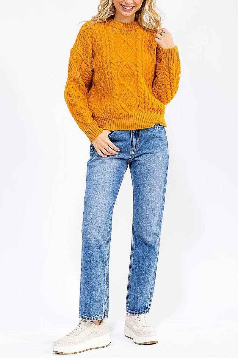 Mustard Cable Knit Sweater