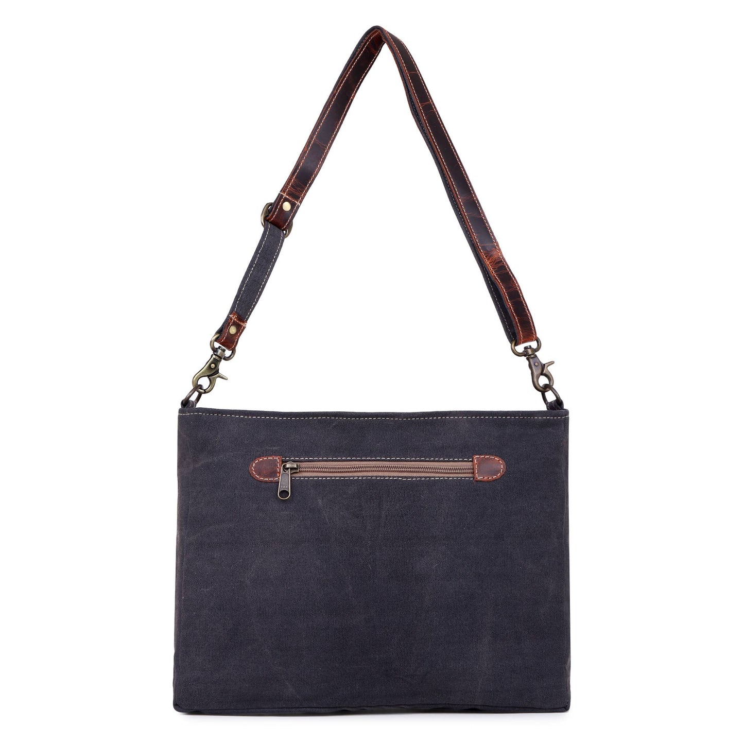 Canvas & Leather Women's Shoulder Bag - Indigo Print