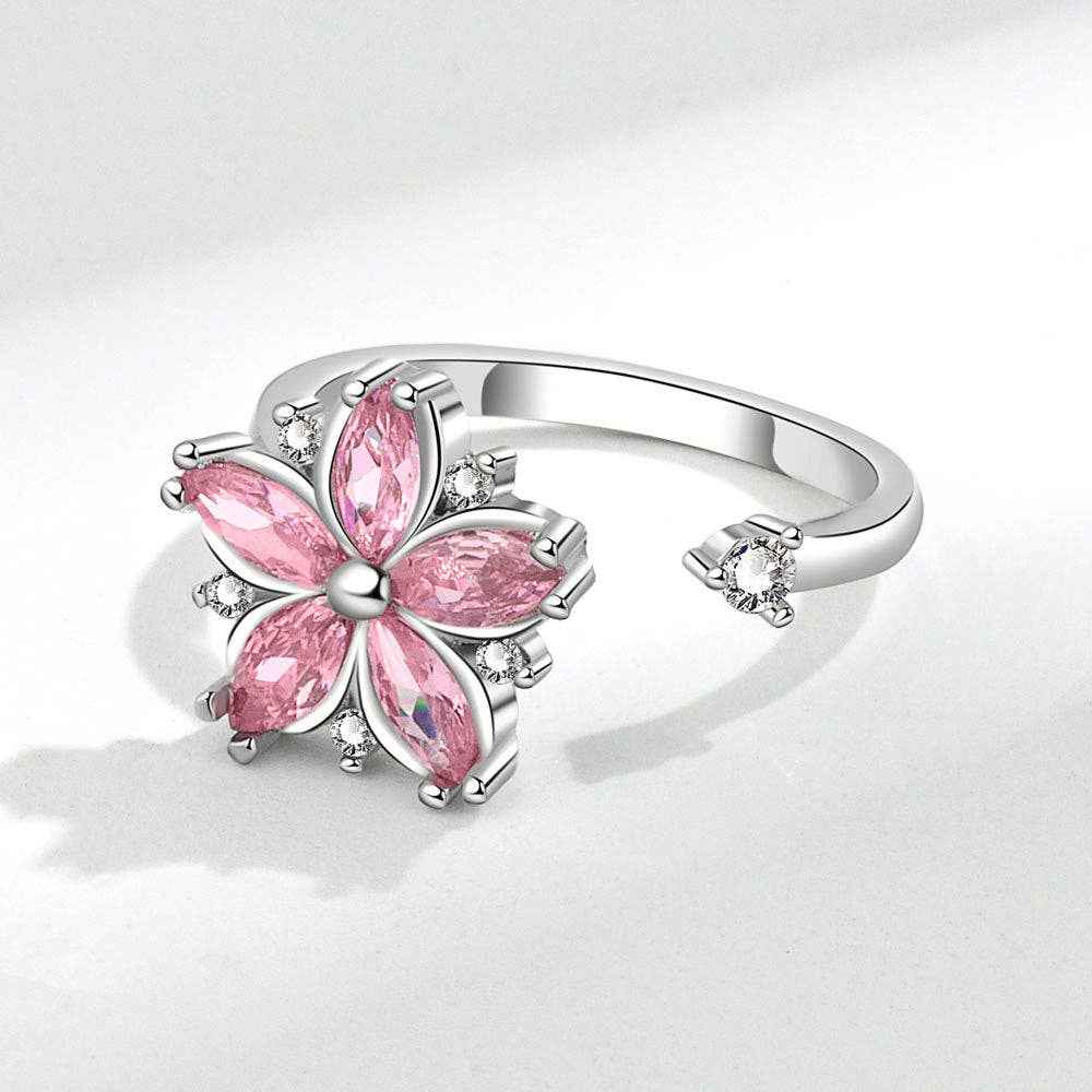 Perimade & Co. LLC - Cherry Blossom Flower Fidget Spinner Ring in Solid Copper