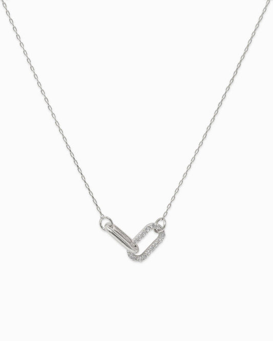 CZ Clip Link Pendant Necklace