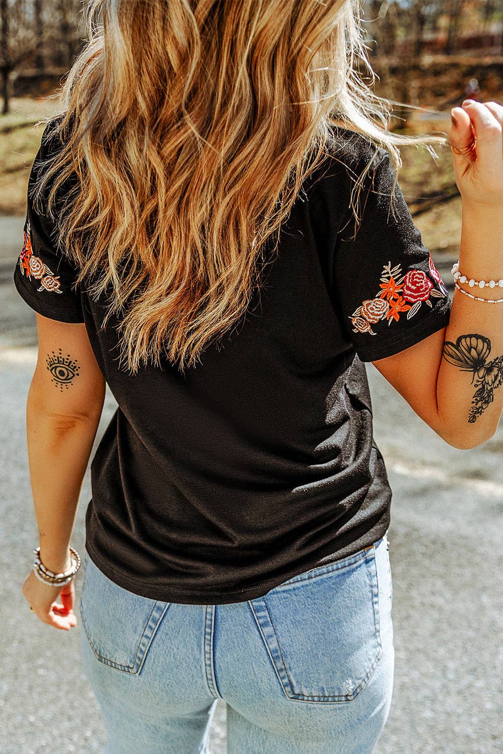 Floral Embroidered Short Sleeve T-Shirt