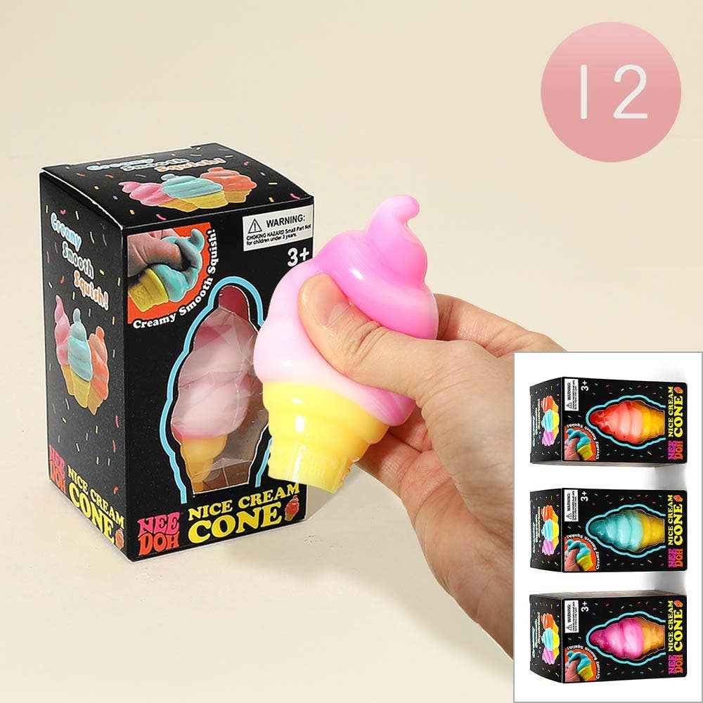 Sensibling Corp. - 12PCS - Ice Cream Cone Squishy Stress Relief Ball Toy