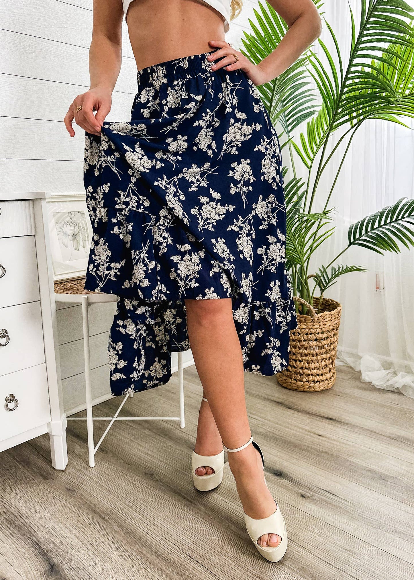 Floral Print Midi Skirt