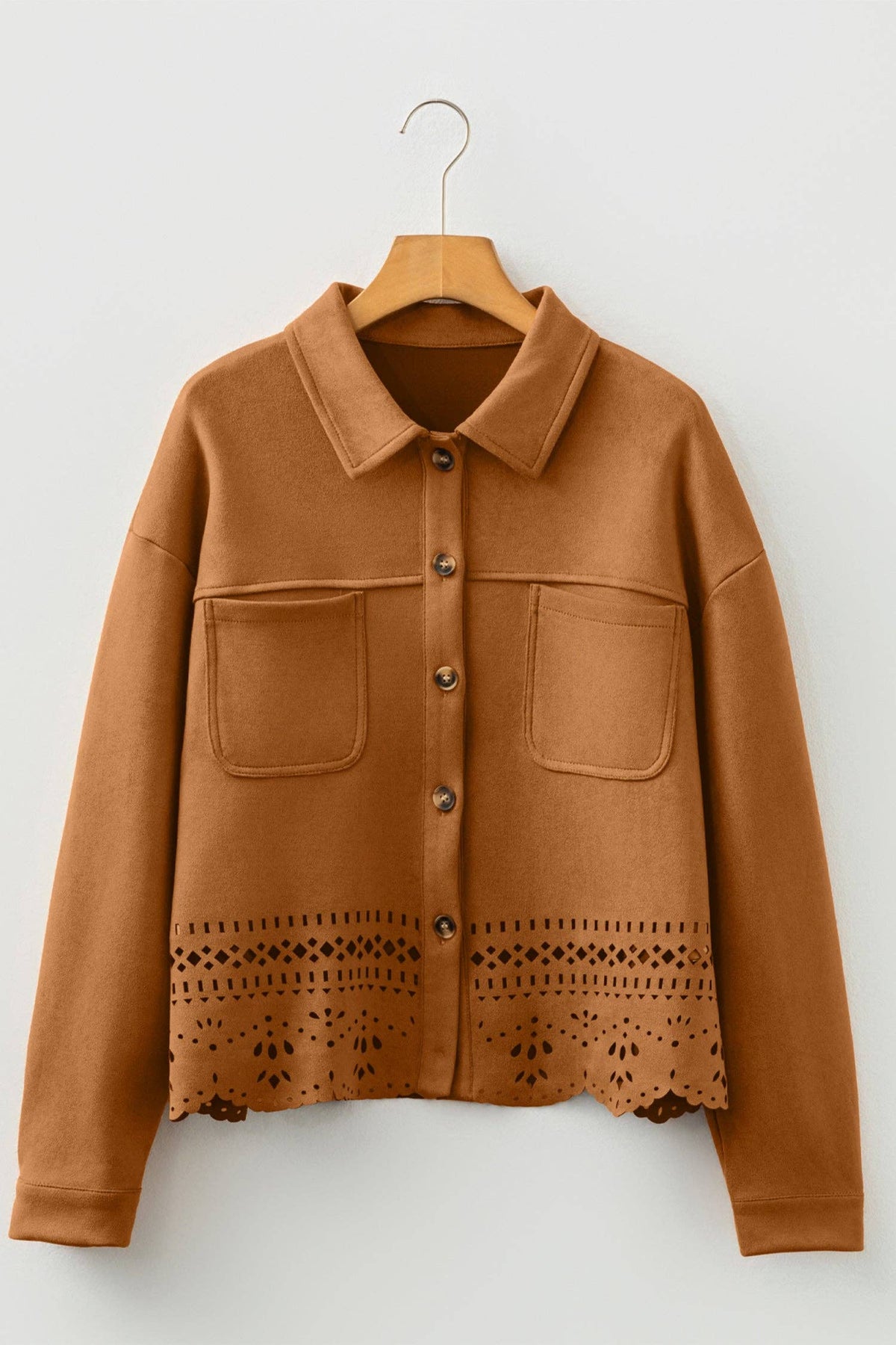 Faux Suede Hollowed Detail Jacket